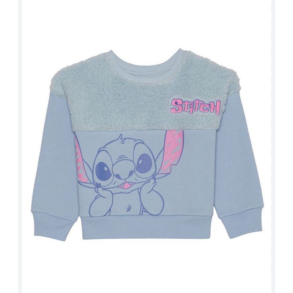 Little Girls‎ Stitch Long Sleeve Sherpa Fleece Pullover Sweatshirt Size 4